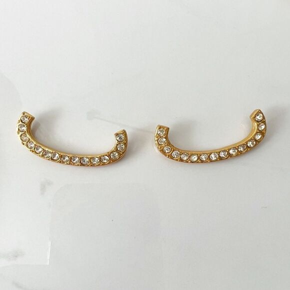 Vintage Gold Tone C Shape Crystal Shoe Ornament Clips - Picture 1 of 6
